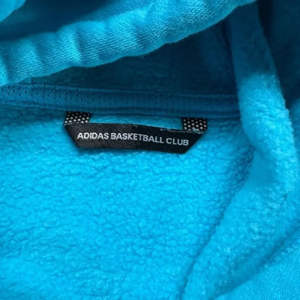 Adidas Basketball Club Pullover Hoodie Mens Medium‎ Turquoise Graphic